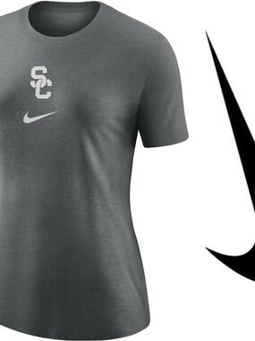 Nike Women’s Gray Short Sleeve Tee with White SC & Swoosh